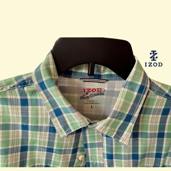 IZOD Men's SurfCaster Cooling Sports Fishing Short Sleeve Button Down Shirt - Picture 9 of 10